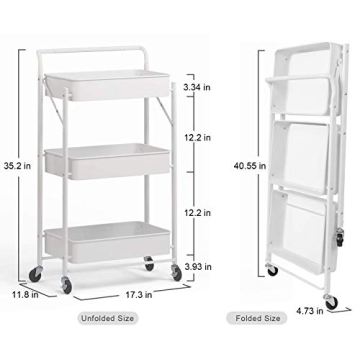 Foldable 3 Tier Cart for Stylish and Functional Storage