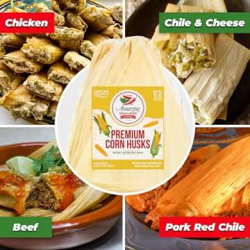 Corn Husks For Tamales 1 LB (16oz) - Natural and Premium Dried Corn Husk Tamale Wrappers | Perfect H...