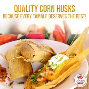 Corn Husks For Tamales 1 LB (16oz) - Natural and Premium Dried Corn Husk Tamale Wrappers | Perfect Hojas Para Tamal for Authentic, Flavorful Tamales | By Amazing Chiles and Spices