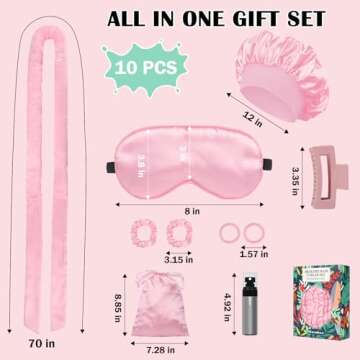 Gwabee Satin Heatless Curls Overnight Hair Curlers to Sleep In Hair Curler Rollers No Heat Hair Wrap for Curls Headband, 70" Satin Heatless Curling Rod Set for Women Long Waves Hair Volume-Pink 10PCS