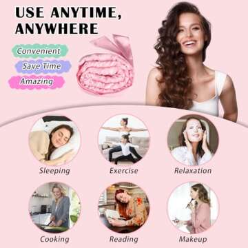 Gwabee Satin Heatless Curls Overnight Hair Curlers to Sleep In Hair Curler Rollers No Heat Hair Wrap for Curls Headband, 70" Satin Heatless Curling Rod Set for Women Long Waves Hair Volume-Pink 10PCS