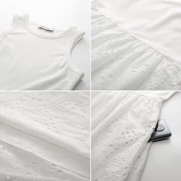 Sleeveless Summer Dresses for Women Tank Top Dress Round Neck Plain A-Line Midi Length Dress Casual Dress White XL