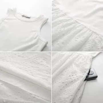 Sleeveless Summer Dresses for Women Tank Top Dress Round Neck Plain A-Line Midi Length Dress Casual Dress White XL