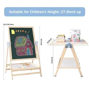 QZMTOY Kids Art Easel - Adjustable Standing Art Set