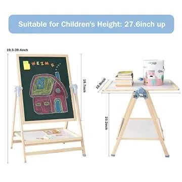 QZMTOY Kids Art Easel - Adjustable Standing Art Set
