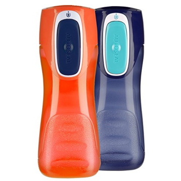 Contigo Trekker Kids Water Bottle with Spill-Proof Lid, 14oz Water Bottle with Leak-Proof Technology, BPA-Free, 2-Pack Navy & Nectarine