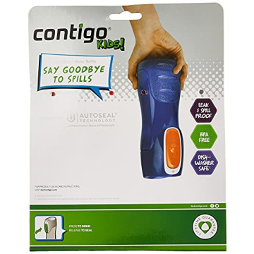 Contigo Trekker Kids Water Bottle with Spill-Proof Lid, 14oz Water Bottle with Leak-Proof Technology, BPA-Free, 2-Pack Navy & Nectarine