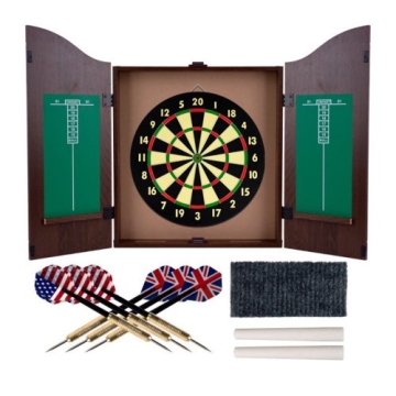 TG Dartboard Cabinet Set with Walnut Finish for Game Night