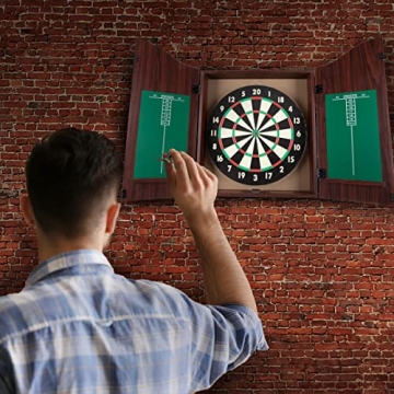 TG Dartboard Cabinet Set with Walnut Finish for Game Night