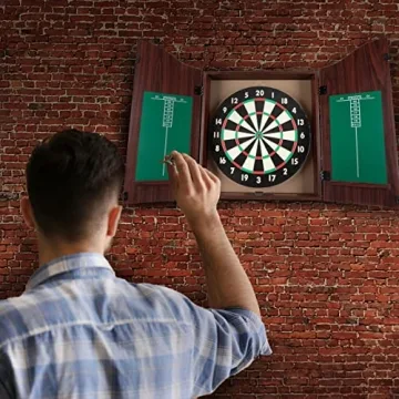 TG Dartboard Cabinet Set with Walnut Finish for Game Night