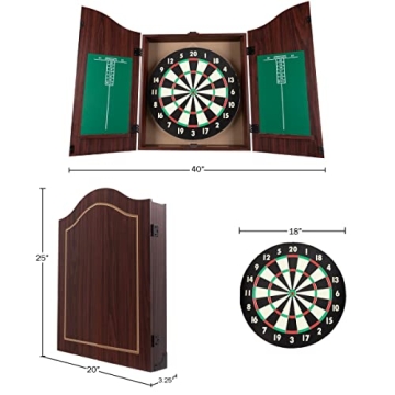 TG Dartboard Cabinet Set with Walnut Finish for Game Night
