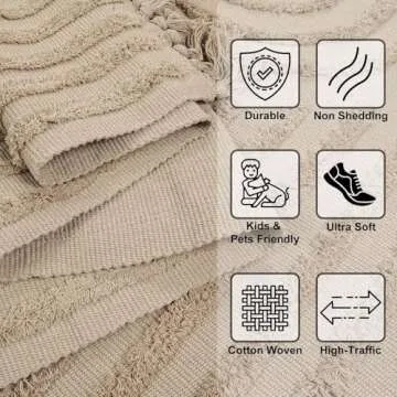 LEEVAN Boho Runner Rug 2'x6' Washable Cotton Tufted Rug for Hallways, Living Room & More
