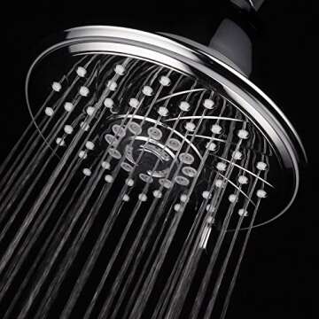 HOTEL SPA - Shower Head High Pressure with Shower Filter - 6 Inch Rain Shower Head - Enriched KDF, Showerhead Filter for Hard Water, 6-Setting, Ultra-Luxury, Showerspa (Chrome)
