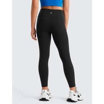 CRZ YOGA Girls Butterluxe Athletic Leggings with Pockets - High Waist Lounge Kids Teen Pants Yoga Active Dance Running Tights Black Medium