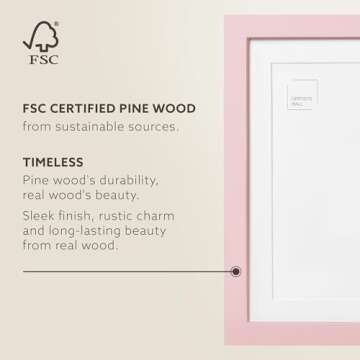 Opposite Wall - 16x20 in - Real Wood Pink Picture Frame - Lightweight, Versatile & Shatterproof - Wall Hanging & Tabletop Photo Frame - Office, Gallery & Home Decor