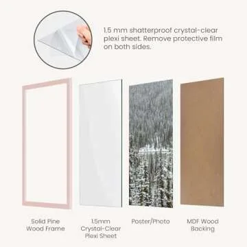 Opposite Wall - 16x20 in - Real Wood Pink Picture Frame - Lightweight, Versatile & Shatterproof - Wall Hanging & Tabletop Photo Frame - Office, Gallery & Home Decor