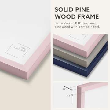 Opposite Wall - 16x20 in - Real Wood Pink Picture Frame - Lightweight, Versatile & Shatterproof - Wall Hanging & Tabletop Photo Frame - Office, Gallery & Home Decor