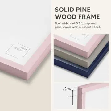 Opposite Wall - 16x20 in - Real Wood Pink Picture Frame - Lightweight, Versatile & Shatterproof - Wall Hanging & Tabletop Photo Frame - Office, Gallery & Home Decor