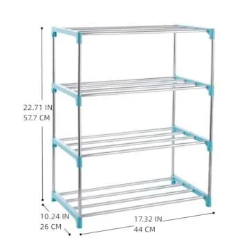 Xerhnan 4-Tier Stackable Small Shoe Rack, Lightweight Shoe Shelf Storage Organizer for Entryway, Hallway and Closet (Blue)
