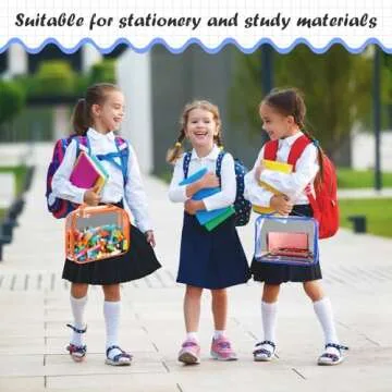 Sanwuta 3 Packs Toy Storage Bags with Zipper, Clear PVC Organizing Waterproof Toy Bags for Board Games, Building Blocks, and Kids Books(12.6 x 9 x 2.36 Inch,Red, Blue, Orange)