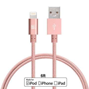 LAX iPhone Charger Lightning Cable - MFi Certified Durable Braided Apple Lightning USB Cord for iPho...