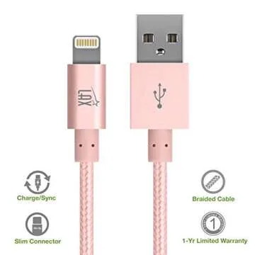 LAX iPhone Charger Lightning Cable - MFi Certified Durable Braided Apple Lightning USB Cord for iPhone 11/11 Pro Max/XS Max/X/iPad, iPod & More