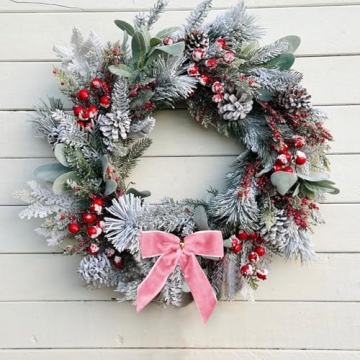 Utehilly 24 Pcs Pink Velvet Christmas Bows for Wrapping