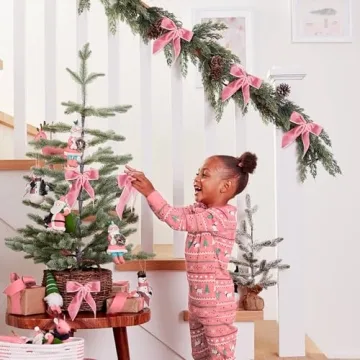 Utehilly 24 Pcs Pink Velvet Christmas Bows for Wrapping