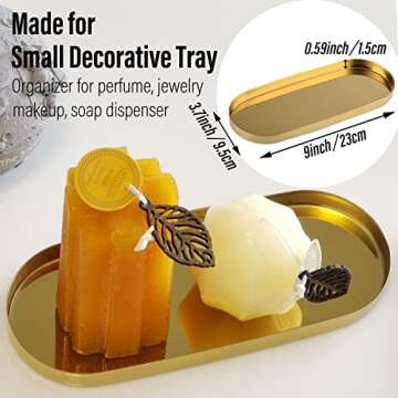 FREELOVE Mirror Gold Tray for Bathroom Vanity Perfume, Small Brass Metal Decorative Trays, Rectangle...