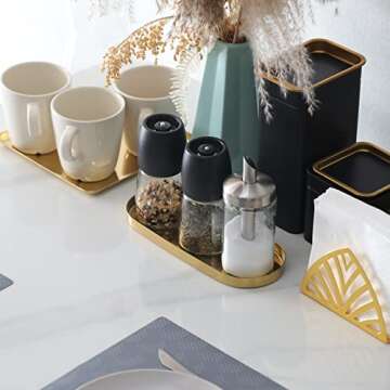 FREELOVE Mirror Gold Tray for Bathroom Vanity Perfume, Small Brass Metal Decorative Trays, Rectangle Round Oval Trinket for Napkin Glass Soap Sink Decanter Towel Candle Jewelry, 3.7''X9''