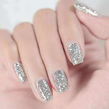 Vishine Gel Nail Polish 15ml - Glitter Silver Sparkle Long-Lasting Varnish #922