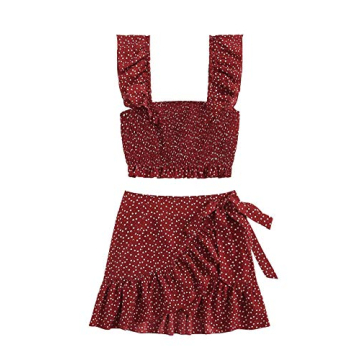 Stylish MakeMeChic Women's Two Piece Crop Top Set