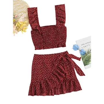 Stylish MakeMeChic Women's Two Piece Crop Top Set