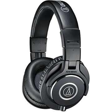 Audio-Technica ATH-M40x Professional Headphones Bundle with Slappa SL-HP-07 HardBody PRO Full Sized ...