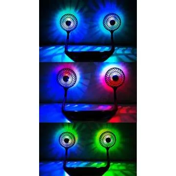 Viniper Hand Free Fan, Portable Neck Fan : 2000mAh Rechargeable Hanging Neck Fan, 3 Speeds Personal Wearable Neck Fan with Colorful Led Light for Home, Office, Travel, Sport, Outdoor (Pink)