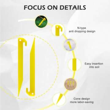 Durable Yellow Plastic Tent Pegs - 24pcs for Outdoor Use