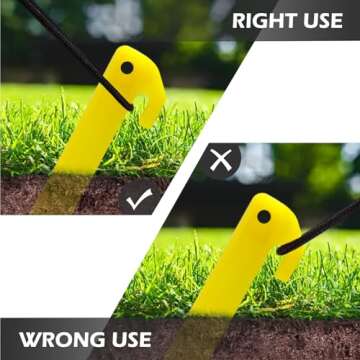 Durable Yellow Plastic Tent Pegs - 24pcs for Outdoor Use