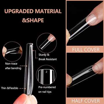 INENK Extra Long Square Nail Tips for Gorgeous Press-On Nails