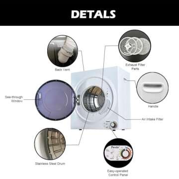 Panda Compact Dryer 1500W Portable 3.5 cu.ft. All-in-One Solutions