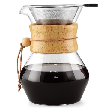 COPOTEA Pour Over Coffee Maker with Double Layer Stainless Steel Filter, 28oz / 800ml Coffee Dripper...