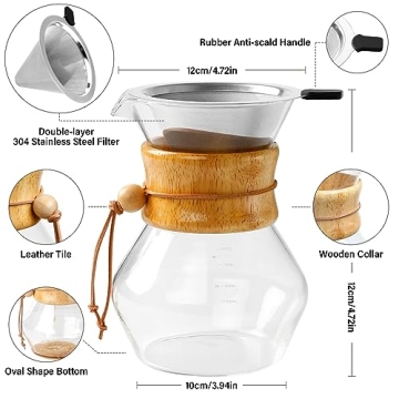 COPOTEA Pour Over Coffee Maker with Stainless Steel Filter