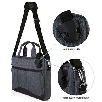 Black 13-inch Anti-theft Laptop Messenger Bag for Surface Pro 9 8 12.3, Pro X 13, Laptop 5 4 13.5"