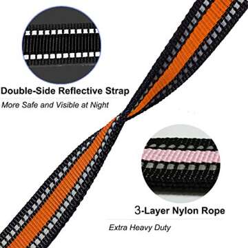 Cymiler Short Dog Leash - 3 Sizes, Padded Handle & Reflective