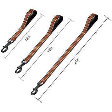 Cymiler Short Dog Leash - 3 Sizes, Padded Handle & Reflective