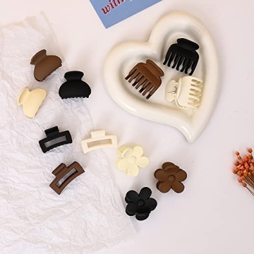 12PC Matte Mini Hair Claw Clips for Women & Girls