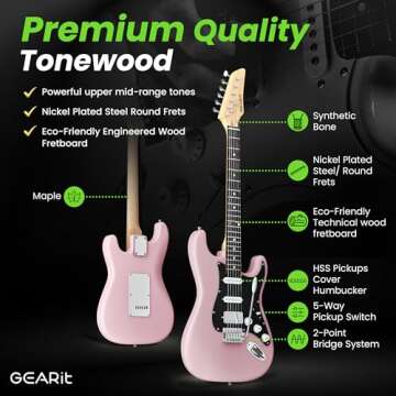 GEARit GI-150 Canyon Series, 39" Electric Guitar Set w/Amplifier, HSS Pickup with Coil Split, All-In...