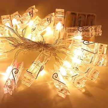 JUISEE LED Photo Clip String Lights Home Decor Indoor/Outdoor, Battery Powered String Lights Lamp for Home/Party/Christmas Decoration Christmas Birthday Wedding Party Festival Decor