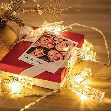 JUISEE LED Photo Clip String Lights Home Decor Indoor/Outdoor, Battery Powered String Lights Lamp for Home/Party/Christmas Decoration Christmas Birthday Wedding Party Festival Decor