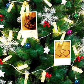 JUISEE LED Photo Clip String Lights Home Decor Indoor/Outdoor, Battery Powered String Lights Lamp for Home/Party/Christmas Decoration Christmas Birthday Wedding Party Festival Decor