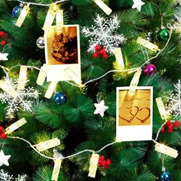 JUISEE LED Photo Clip String Lights Home Decor Indoor/Outdoor, Battery Powered String Lights Lamp for Home/Party/Christmas Decoration Christmas Birthday Wedding Party Festival Decor